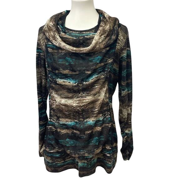 Christopher & Banks Large Long Sleeve Swoop Front Lightweight Gauzy Blouse - Picture 1 of 6
